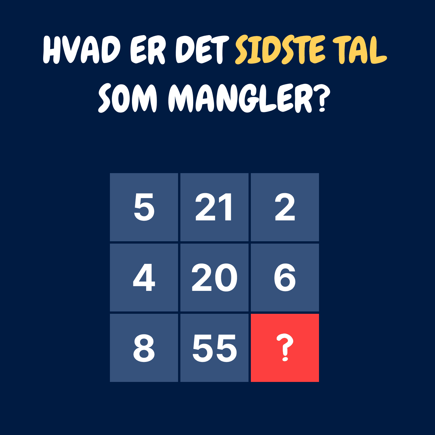 Kan du regne dig frem til det sidste tal i rækken?