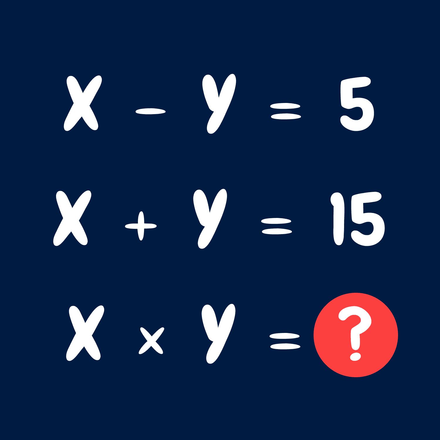 Kan du finde ud af hvad x * y er i denne matematiske ligning?