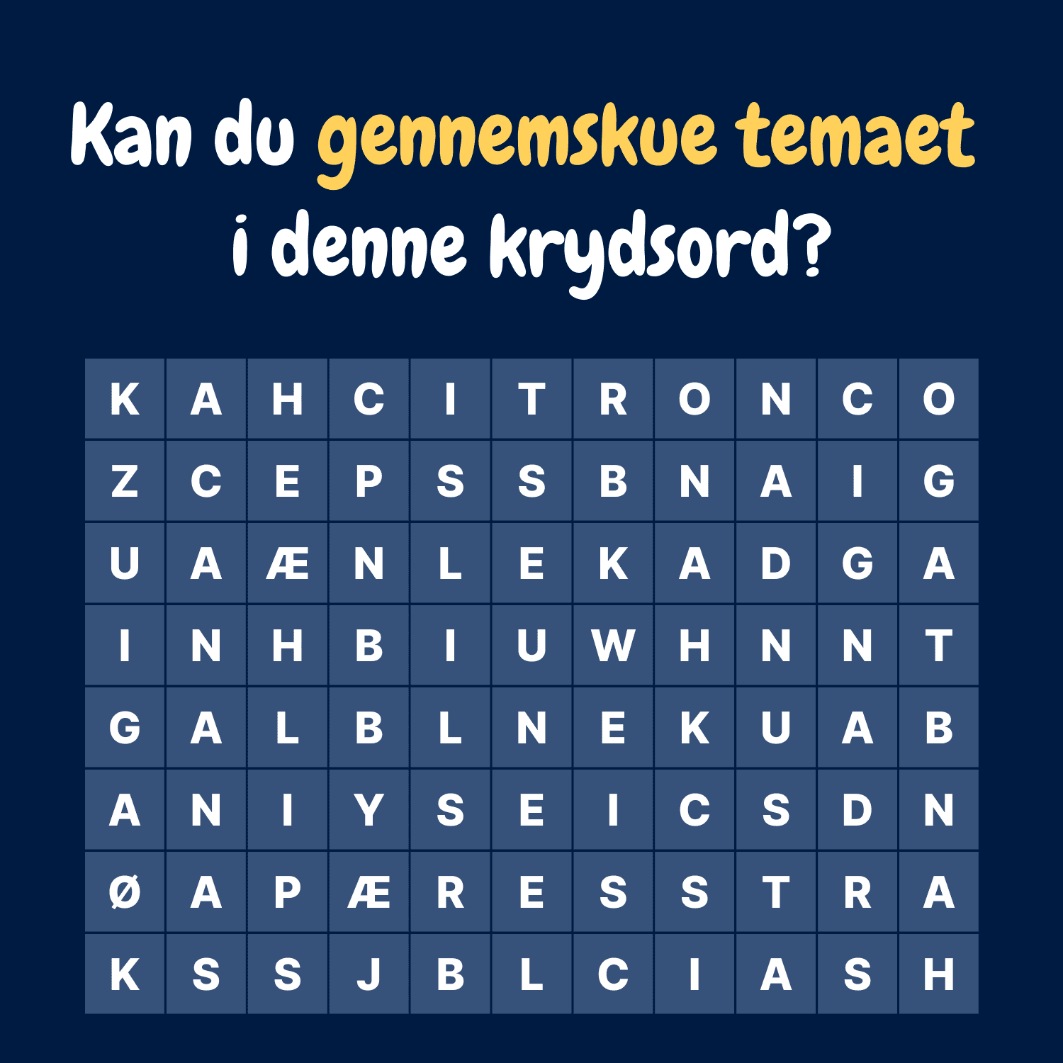 Hvad er temaet for denne krydsord?