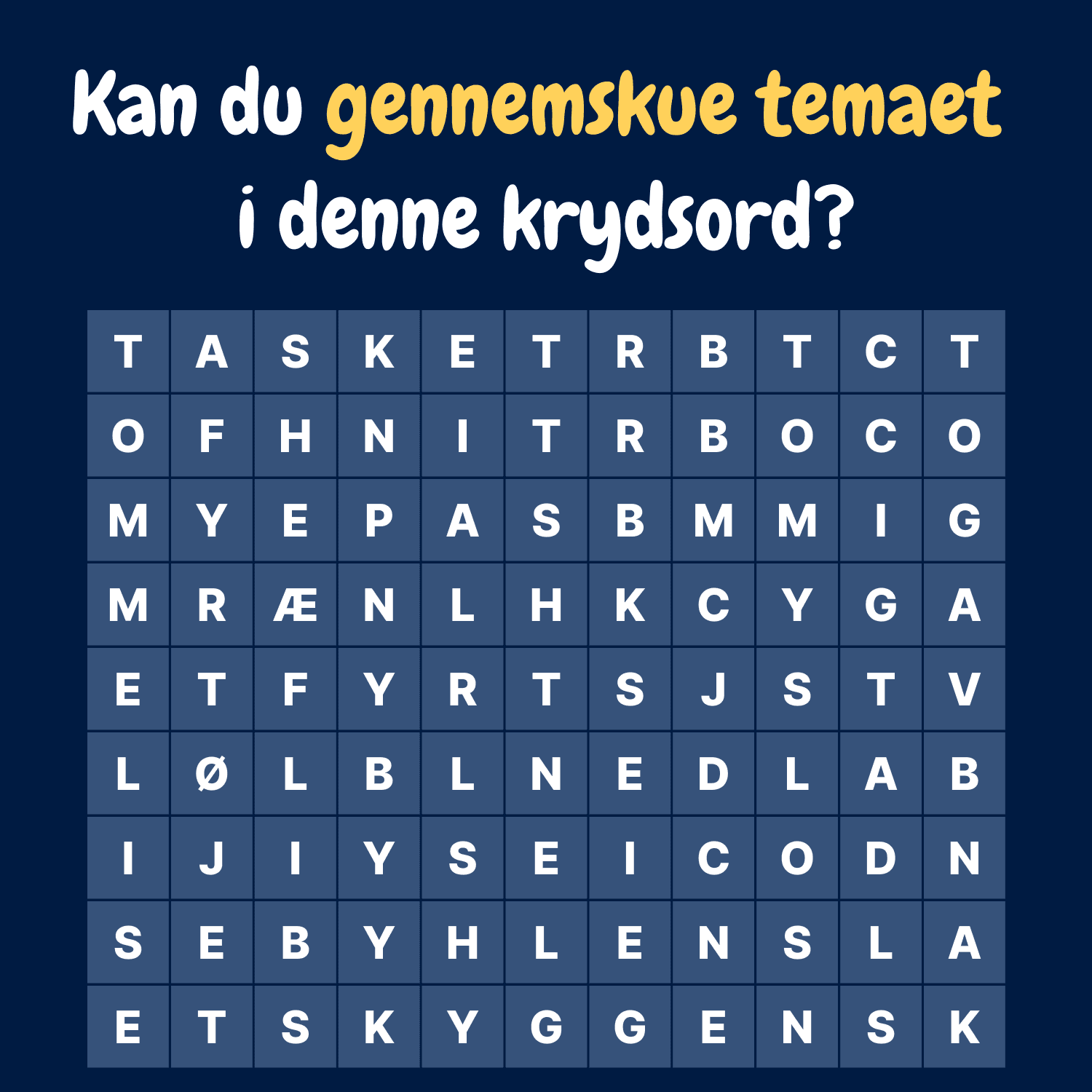 Kan du gennemskue temaet i dette krydsord?
