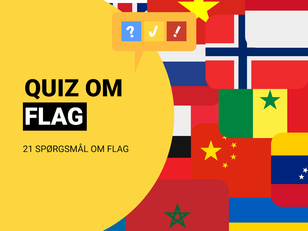 Flag quiz på dansk med 21 flag og svar